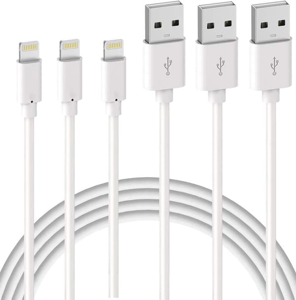 3-pak 2 m iPhone-ladekabel, USB til Lightning-kabel, iPhone-kabel kompatibel med iPhone[JUN] white