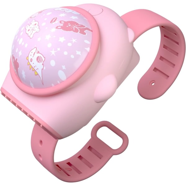 Bärbar watch med Star Projection Watch Fan Handhållet Armband Leafless Fan - Rosa