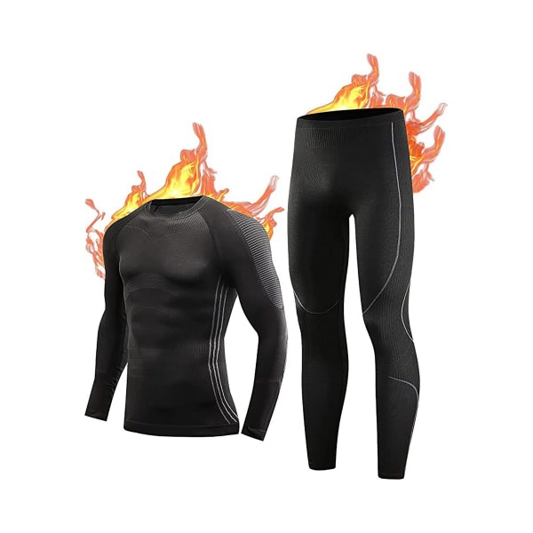 Varma och andas funktionella underkläder för män svart