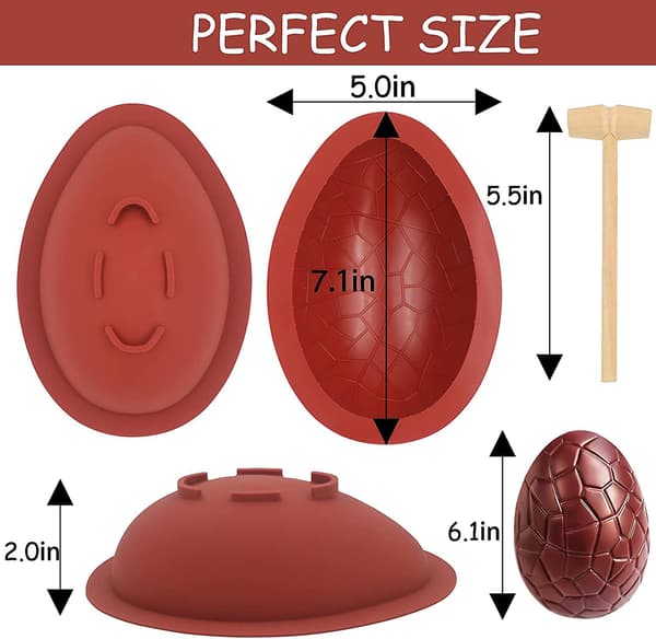 3D Dinosaur Egg Sjokoladeform for Baking, Kompatibel med Påske, Bursdag, Julegodbiter[JUN]