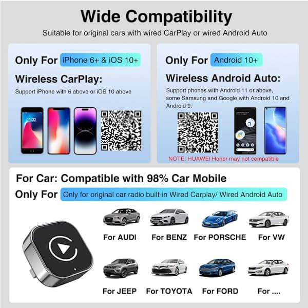 2-in-1 langaton CarPlay & Android Auto -sovitin dongle Plug & Play -käyttöön[JUN] Model 1