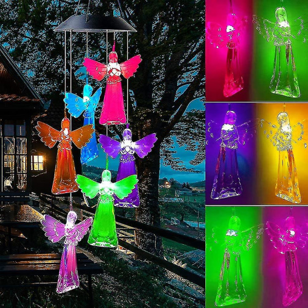 Outdoor Wind Chimes, Solar Lights Angel Wind Chimes Led Color Ch
