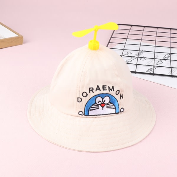 Doraemon Small Propeller Barn Baby Fisherman Hat Mesh Cap Beige