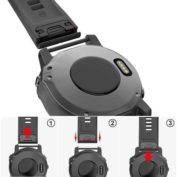 SeNool Armbånd til Garmin Fenix 7/Epix, 22 mm QuickFit silikonearmbånd til Fenix 6/6 Pro/5/5 Plus GPS