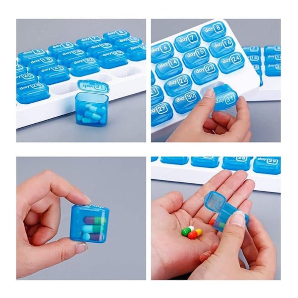 Pillerbox 31 päivää Kannettava tablettilaatikko Kuukausi Lääkepurkki red