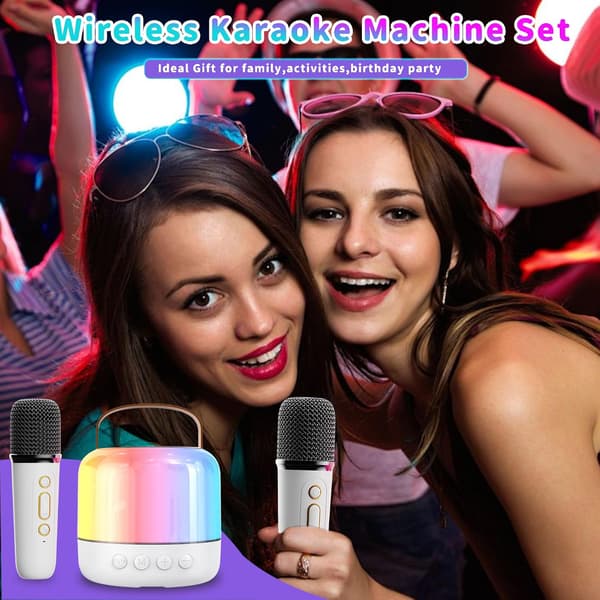 Kannettava Bluetooth Karaoke -laite lapsille, 2 langatonta mikrofonia[JUN]