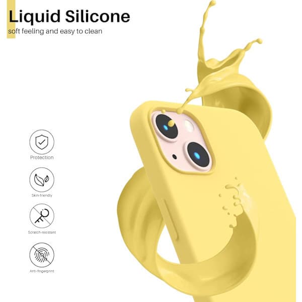 iPhone 13 Case, Liquid Silicone Case for 6.1 inch iPhone 13, Ultra-thin Case, Full Coverage Shockproof Protective Soft Case Lemon Yellow Lemon yellow