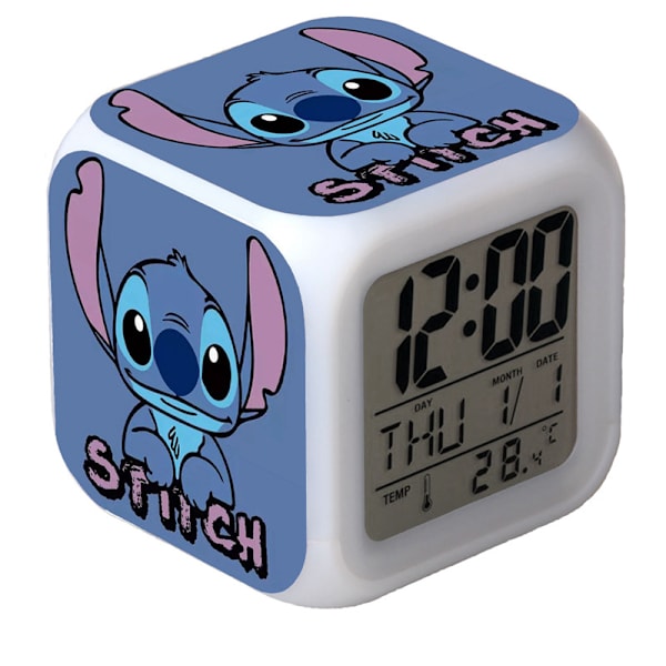 Lilo och Stitch LED Stitch tecknad färgglad väckarklocka