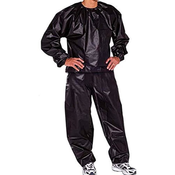 Bastu fitness tøj - tyk sort pvc15 silke - XXL