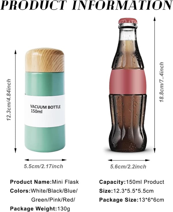 Mini vakuumisolert krus for kaffe og te, 150 ml reiseflaske i rustfritt stål [JUN] Black