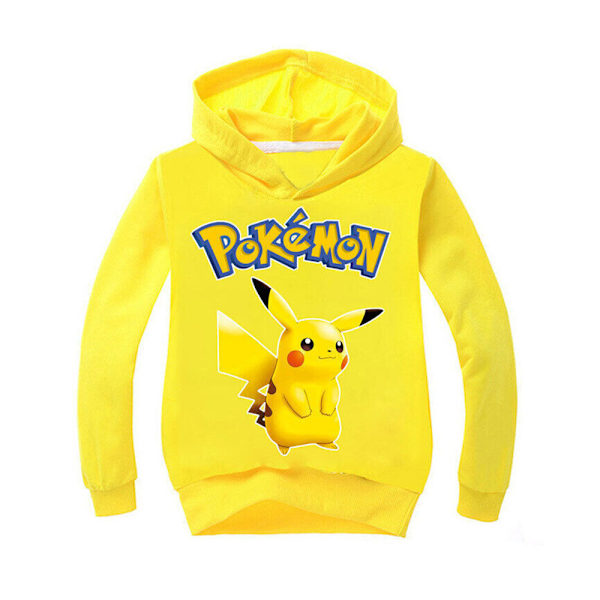 Tegnet Pikachu Langærmet Hoodie til Børn Trøje Jumper Topper Gul yellow 140cm