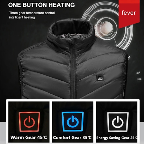 X-TIGER 9/2 Pladser Opvarmet Jakke Herre Dame USB Elektrisk Termisk Varm Jagtjakke Vinter Udendørs Camping Vandreture Opvarmet Vest 9Pcs Opvarmet 9Pcs Heated L