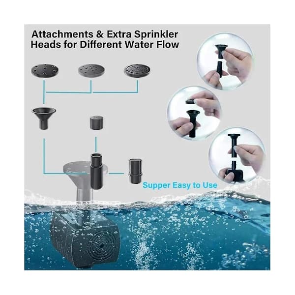 Solar springvandspumpe til fuglebad, have, baghave, pool - solcelledrevet