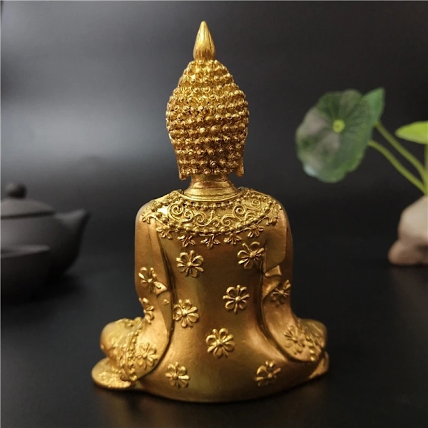 Gyllene Thailand Buddha Staty Hem & Trädgård Dekoration Meditation Buddha Skulptur Hindu Fengshui Figur Ornament Hantverk