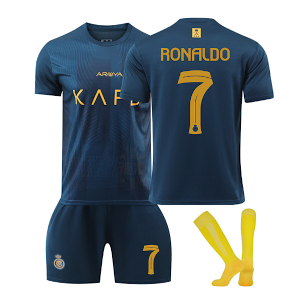 2023-2024 Al-Nassr FC bortefotballdrakter for barn nr 7 Ronaldo 24 24 24 AWAY 2