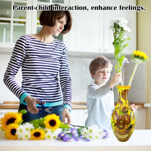 3D Pussel Vas för Vuxna, 160 Bitar Pussel Blomvas DIY Unik Blomvas Inflyttningspresent för Blomsterarrangemang och Heminredning F