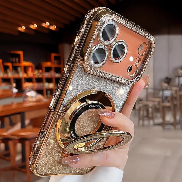 Magnetisk deksel for iPhone 17 Pro Max med glitterblingdesign [JUN]