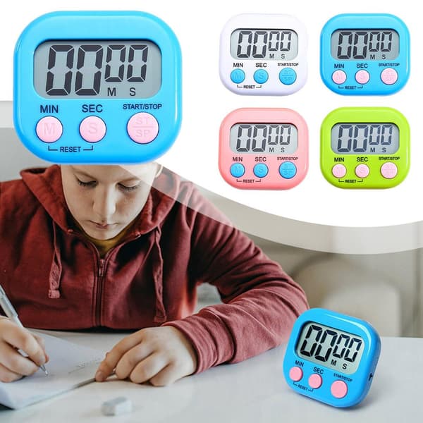 Digital matlagnings timer med stor LCD-display och uppräkningsfunktion pink 1PCS