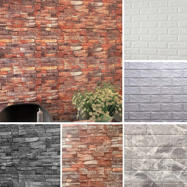 10-pack 3D Tegelsten Väggdekal Självhäftande Tapet Vit white 10PCS