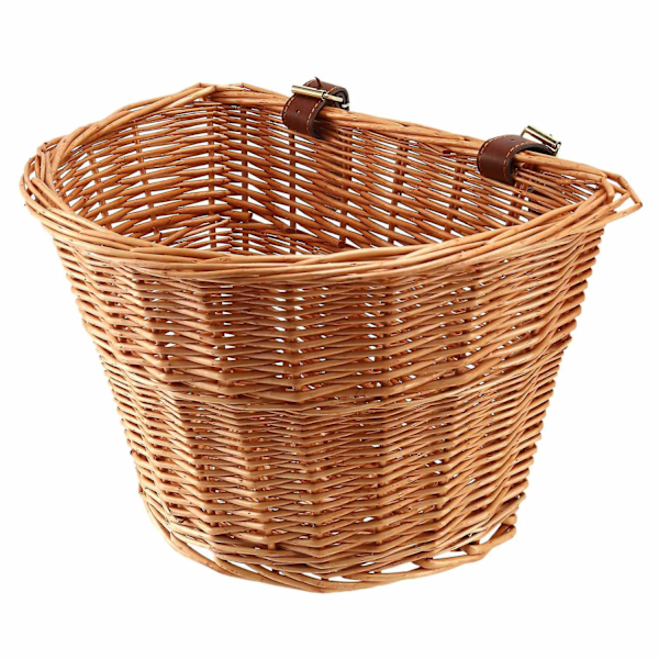 Retro, håndlavet cykelkurv i rattan med læderstropper_ NN[ch]