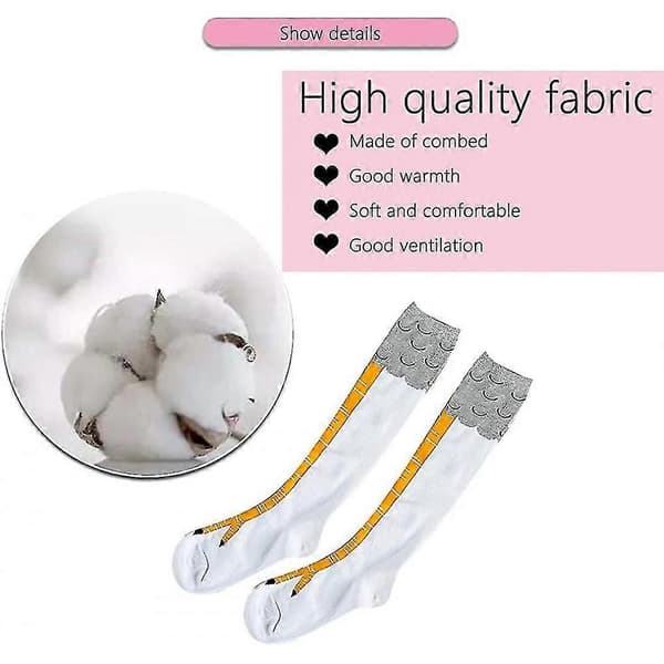 Kyllingefødder Nyhedsstrømper - Sjove Skøre Kyllingebenstrømper til Fester[JUN] mid-calf White yellow claw