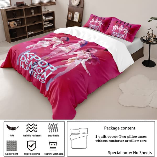 3-delat Demon Slayer Anime Bäddset för Sovrum & Gästrum, 229x229cm[JUN] 229x229cm