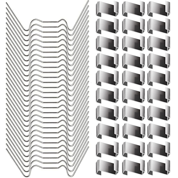 100 stk Drivhusklemmer for glass - rustfritt stål Drivhusvinduesklemmer Glassrutefester - 50 stk drivhus