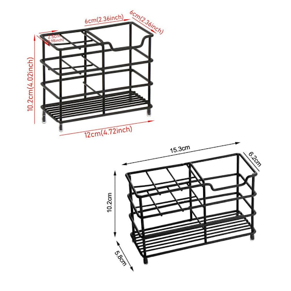 Tandbørsteholder Opbevaringsstativ SORT 6 GRID black