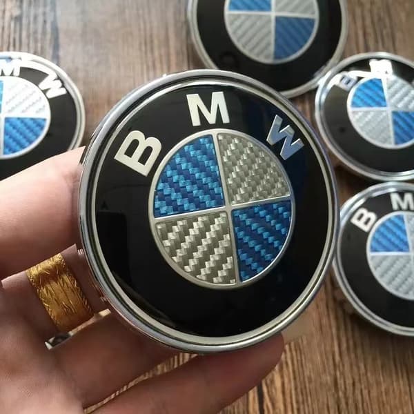 4-Pack BMW Center Caps / Wheel Hub Emblems 68mm Carbon