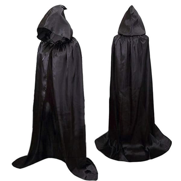Svart Darth Vader hettekappe, middelalderkostyme for Halloween og karneval (L)[JUN]
