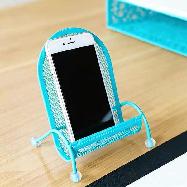 Universal Telefonholder - Sødt Stoledesign, Stabil Vægtet Skridsikker Skrivebordsmontering til iPhone Android Light Blue