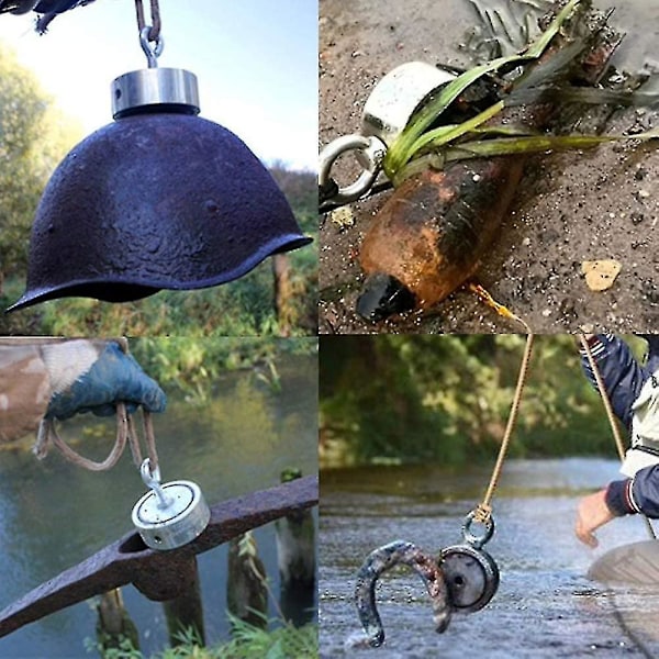 Aespa Magnetisk Fiskeudstyr, 300kg Stærk Trækkraft Fiskemagnet, Neodymium Rund Magnet Fiske med Dobbeltsidet, til Genbrug i Vand