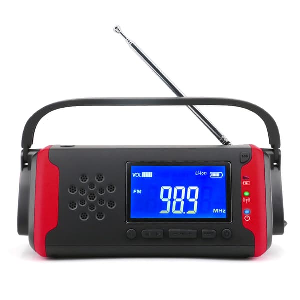 Aurinko- ja käsikampi hätäradio taskulampulla, FM/Sää[JUN]