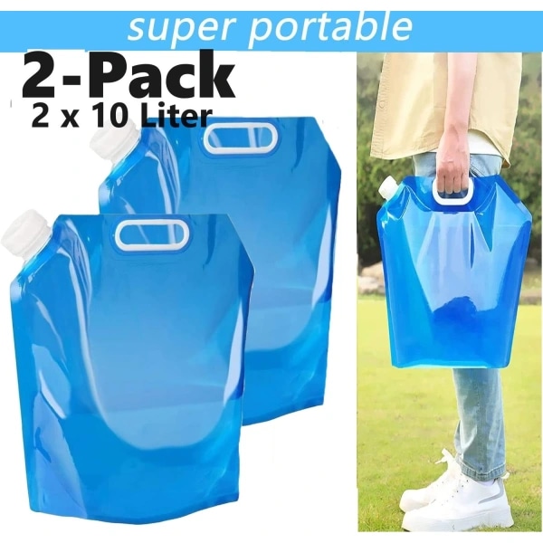 2-PACK 10L Bärbar Ihopfällbar Vattendunkar. Vattendunk