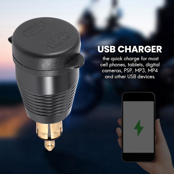 Motorcykel DIN-kontakt Vattentät laddare till QC3.0 USB laddare & typ C 30W power Soc