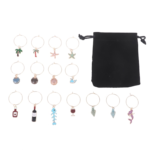 15 stk Vinglas Charms Markører Tags Identifikation Vin Bachelorette Onesize
