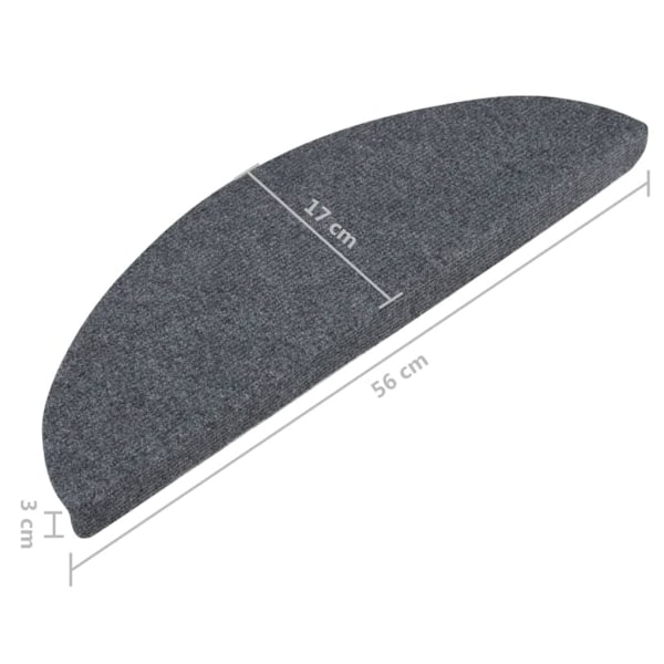 vidaXL Trappestegsmåtter Selvklæbende 15 stk 56x17x3 cm Grå gray 1650
