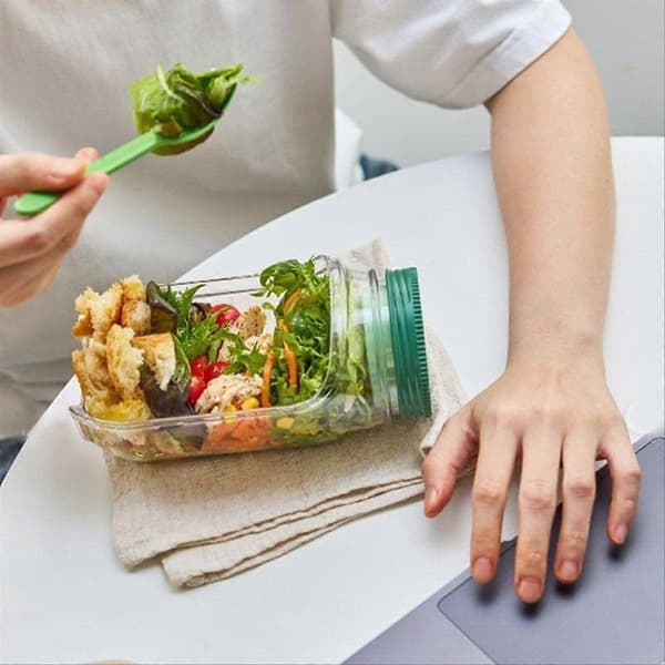 2-pakning sideåpnende salatglass for måltidsforberedelse og reise [JUN]