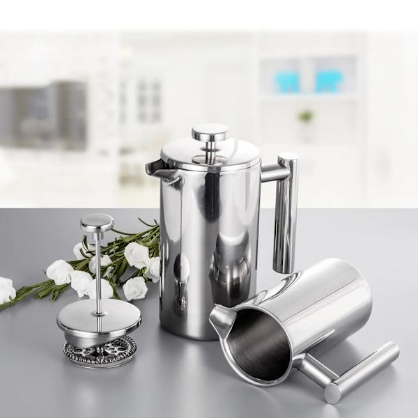 350 ml dobbeltvegget rustfritt stål fransk press kaffetrakter med rustfritt stål filter, kaffekanne isolert kaffekanne Press Filterkanne Kaffepresse