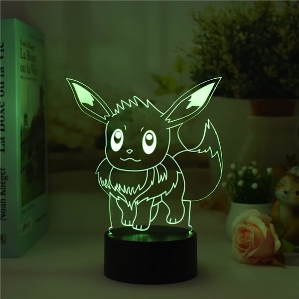 Tegneserie Anime Eevee nattlampe 3D illusjon lys LED bord