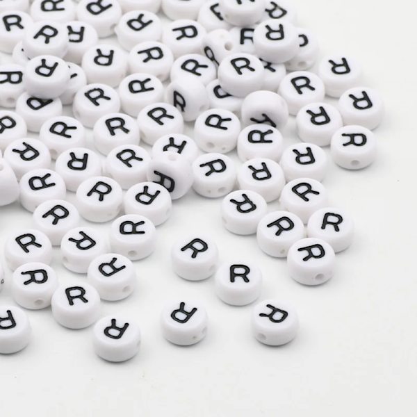 7x4mm Akryl Alfabet Bogstav Perler til DIY Smykkefremstilling 50/100/200 stk.[JUN] R