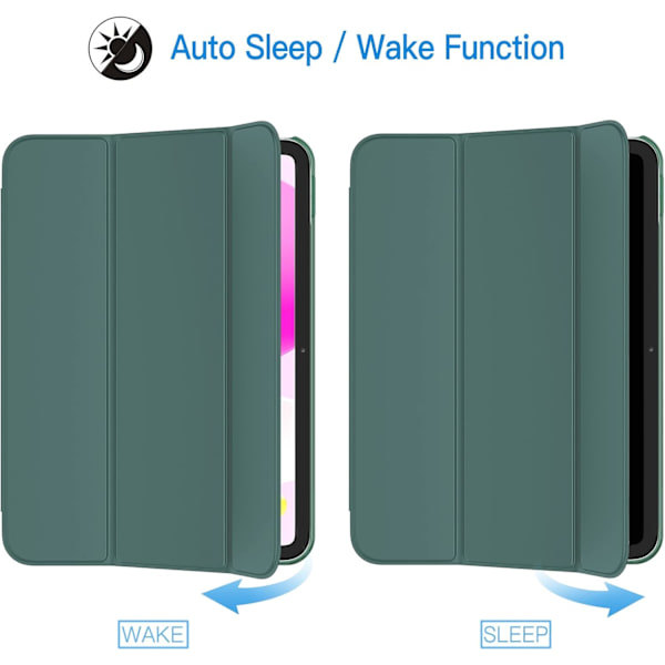 Hårt Ställfodral för iPad 11:e/10:e Gen (2025/2022) Auto Wake/Sleep[JUN] Dimmig Grön