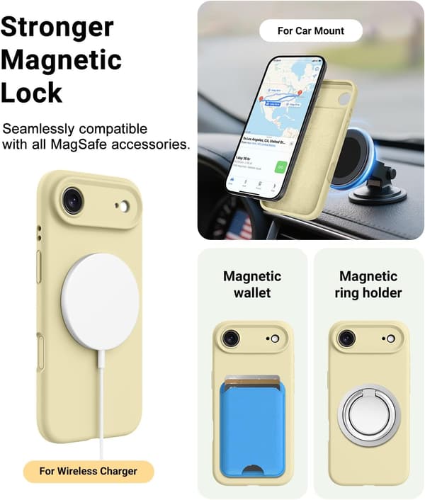 Støtsikkert flytende silikondeksel for iPhone 17 Pro Max - Gul, MagSafe-kompatibel [JUN] iPhone 17 Pro Max jaune