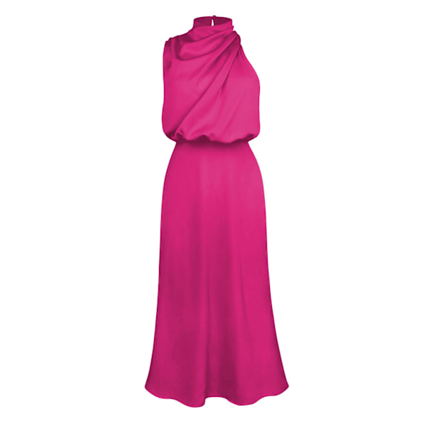 Högkvalitativ satinklänning utan ärmar, fashionabel elegant aftonklänning för kändisar, ros XL rose xl