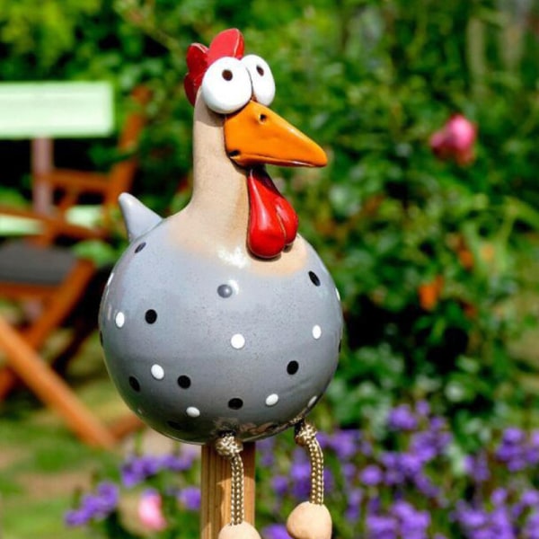 Rolig kyckling staket dekor statyer Hem trädgård Farm Yard Decorat D