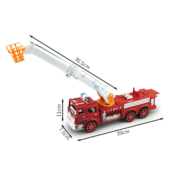 Simuloitu palokuntaauton turvallinen iskunkestävä vedä takaisin palokuntaauton lelut teleskooppisella 360 asteen kääntyvällä tikkaalla punainen