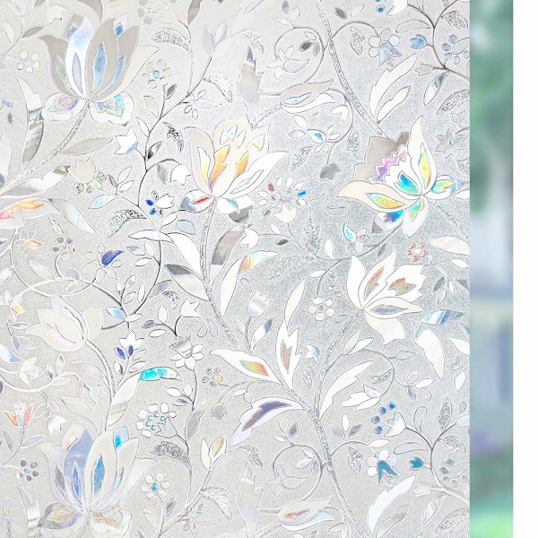Itseliimautuva ikkunakalvo, peittävä yksityisyyskalvo, 3D-ikkunakalvo, koristeellinen kalvo, staattinen itseliimautuva ilman liimaa, UV-suoja, tulppaani 120 x 100 cm