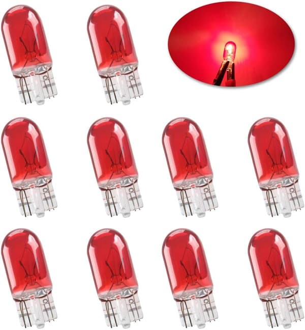 Red - T10 W5W Miniature Standard Halogen Bulb 194168501 DRL Corne[JUN]