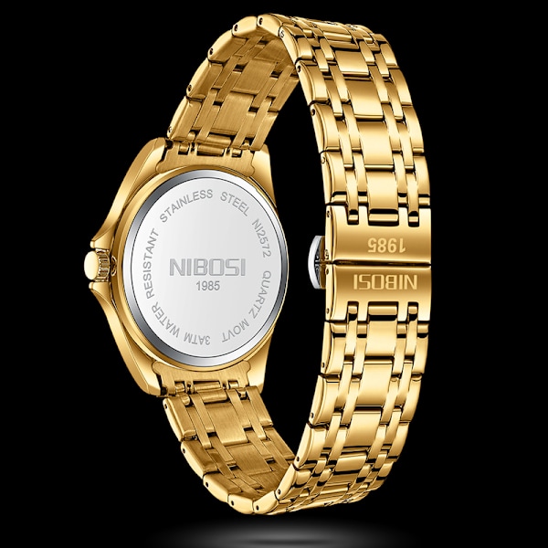 2023 NIBOSI Top Brand Quartz Ur Herre Vandafvisende Sport Militær Armbåndsur Herre Business Rustfrit Stål Mand Ur Reloj Hombre Gold Black