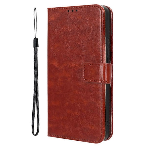 För Honor 200 Smart 5G/ Play 60 Plus 5G Stativfodral Läderplånbok Mobilskal Crazy Horse-Textur (FMY) Brown